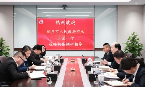 桐乡市委副书记、市长王坚一行莅临尊龙凯时调研